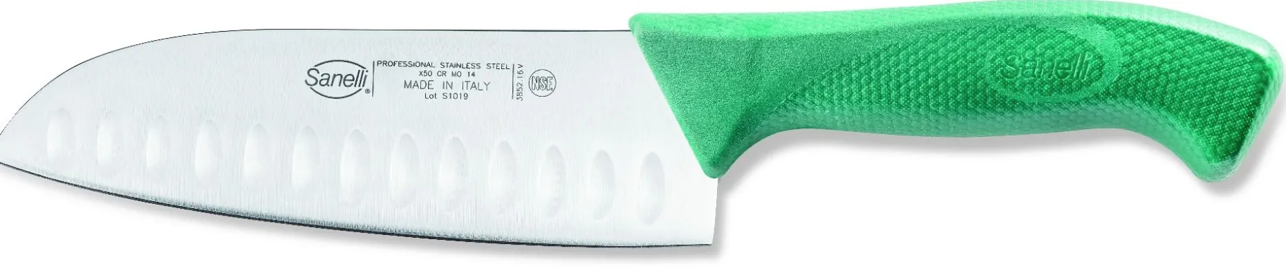 COLTELLO SANTOKU OLIVATO VERDE CM.16